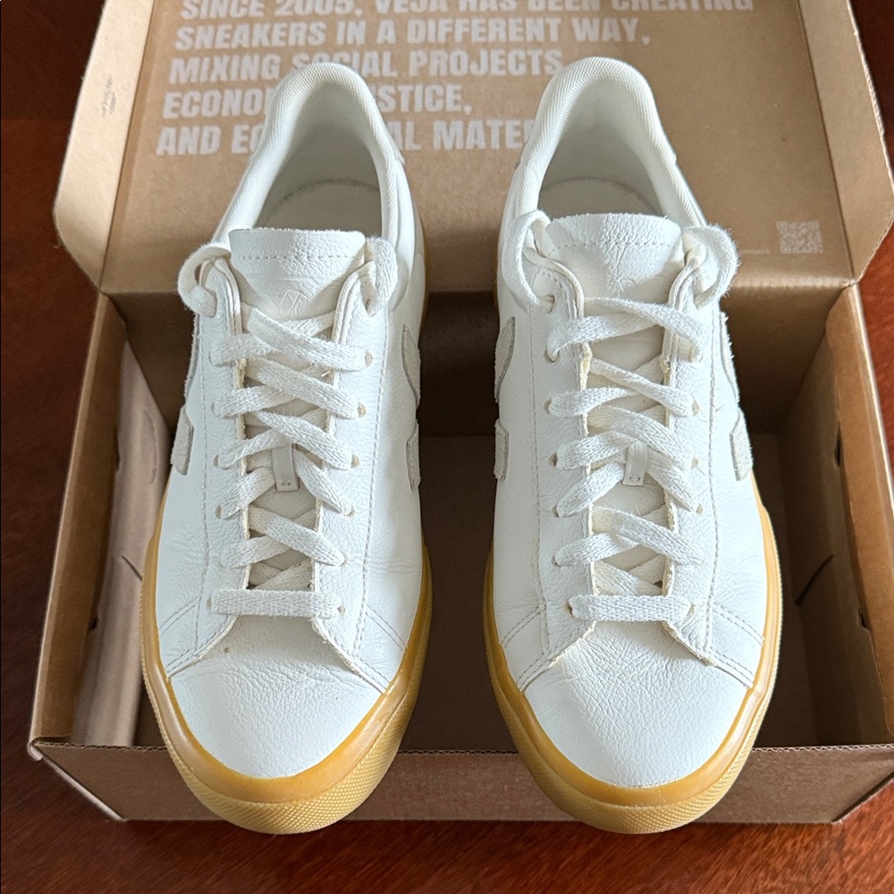 Veja Cream Sneakers with Gold Soles